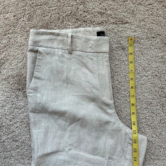 Talbots 100% Linen Wide Leg Crop Pants Trousers Comfort Waist Tan 12 Coastal - Picture 11 of 12